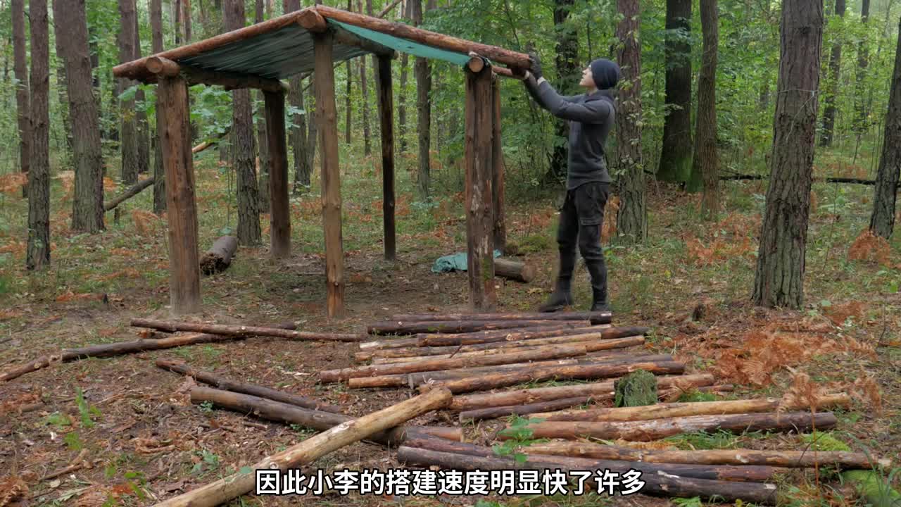 20岁的小李竟然在从林中建造了这么漂亮的丛林小屋，太棒了