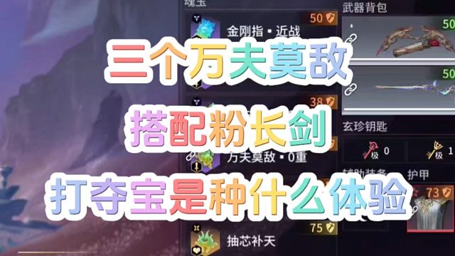 三个万夫莫敌搭配粉长剑和凤凰羽打夺宝是种什么体验？