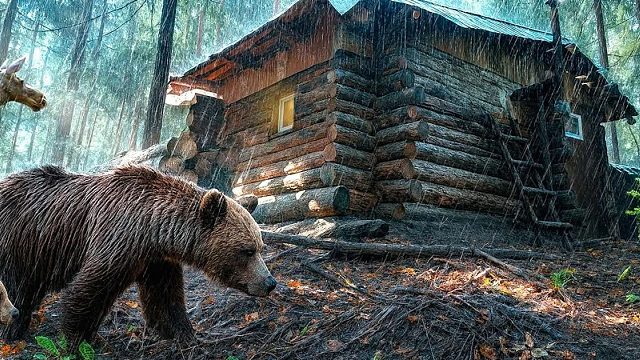 在我的森林小屋里躲避野生动物和暴雨的72小时