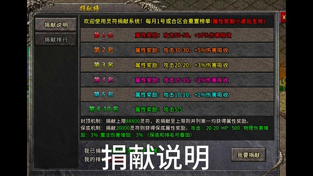 冰雪复古传奇捐献说明