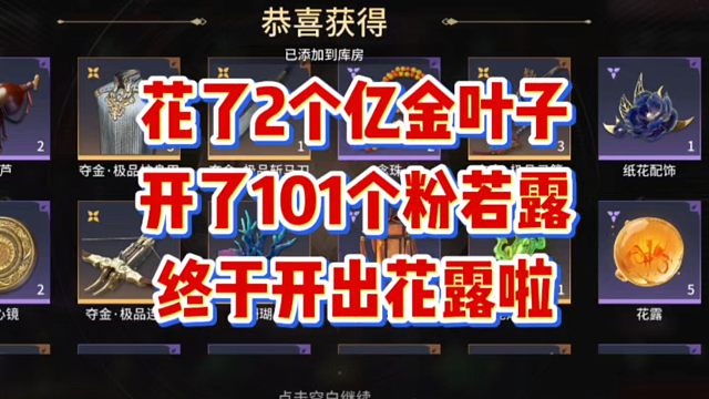 花了2个亿金叶子开了101个粉若露终于开出了花露
