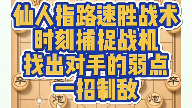 仙人指路速胜战术，时刻捕捉战机找出对手的弱点，一招制敌！河南省象棋冠军黄丹青真心教棋，带你上业九，不
