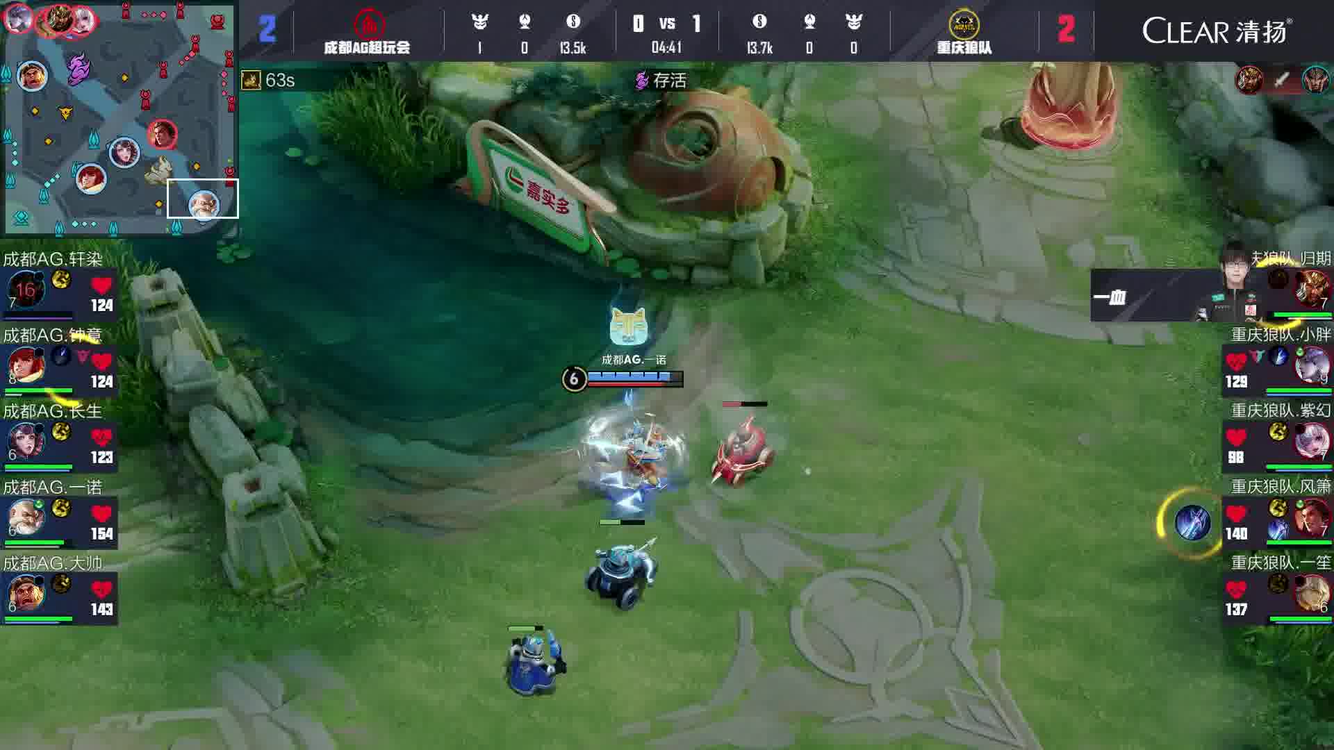 归期关羽大招开团，狼队四人击杀轩染蒙恬拿下一血