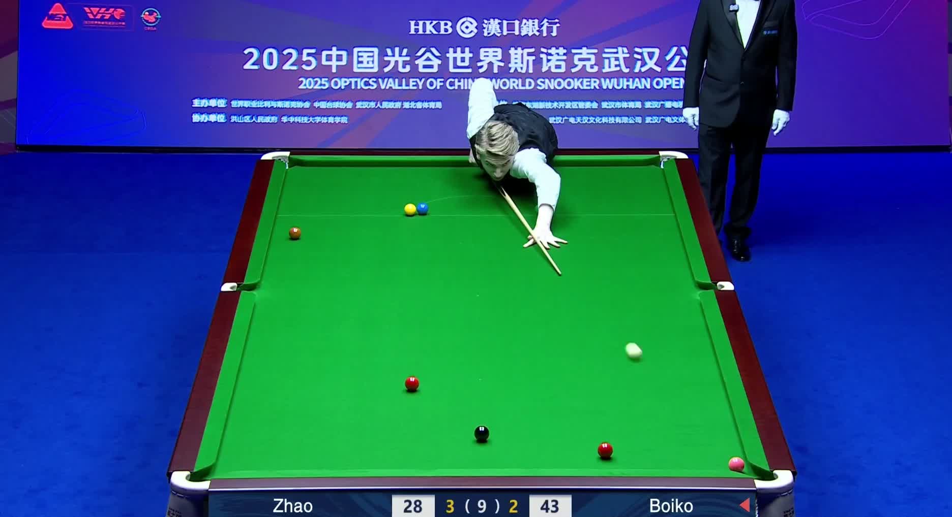正播斯诺克武汉公开赛：赵心童3—3伯伊科！