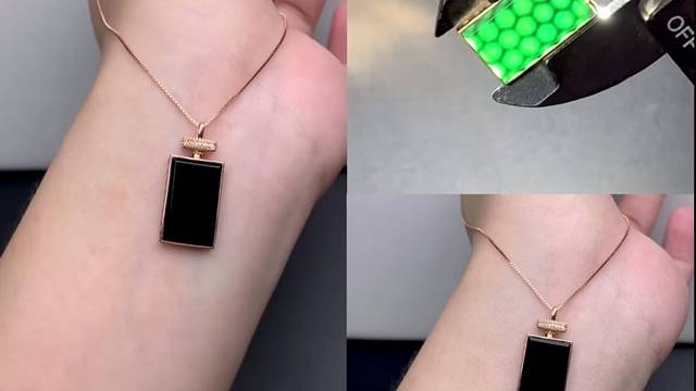 墨翠平安无事牌18K金镶嵌