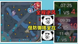 比分全程逆風(fēng)，但我方防御塔一個(gè)沒(méi)掉