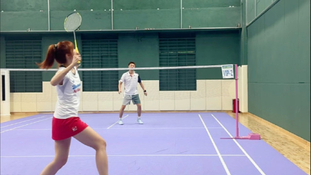两人对练#羽毛球