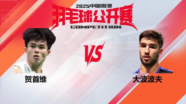 男单 贺首维vs大波波夫 32强 2025中国香港羽毛球公开赛 阿里解说