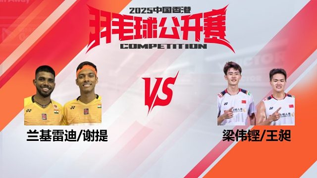 男双	兰基雷迪/谢提vs梁伟铿/王昶 决赛 2025中国香港羽毛球公开赛 清流