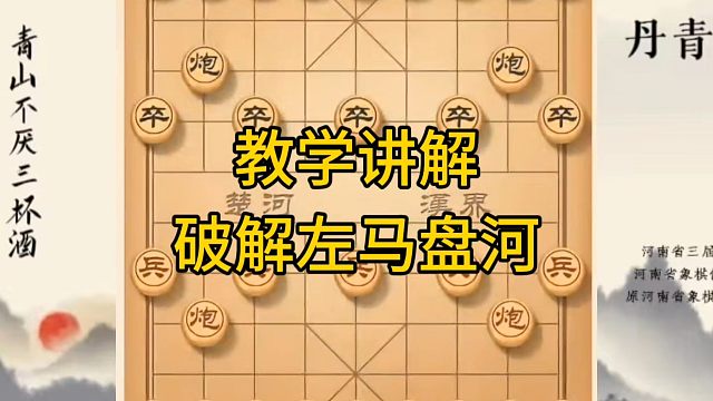 河南省冠军黄丹青讲棋，象棋怎么学，象棋教学，教学讲解破解左马盘河，系统学习象棋