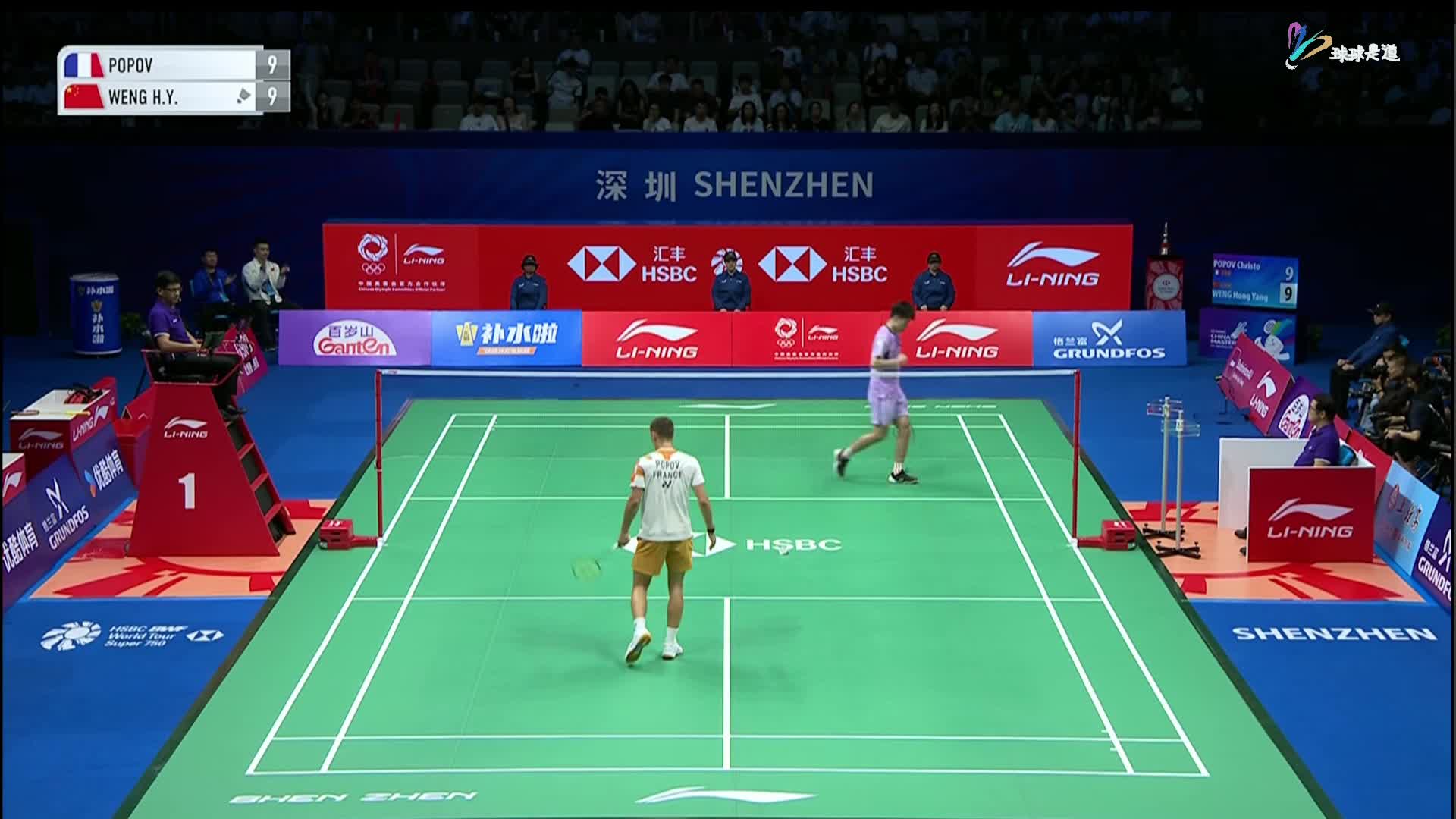 翁泓阳vs小波波夫中国羽毛球大师赛-片段1
