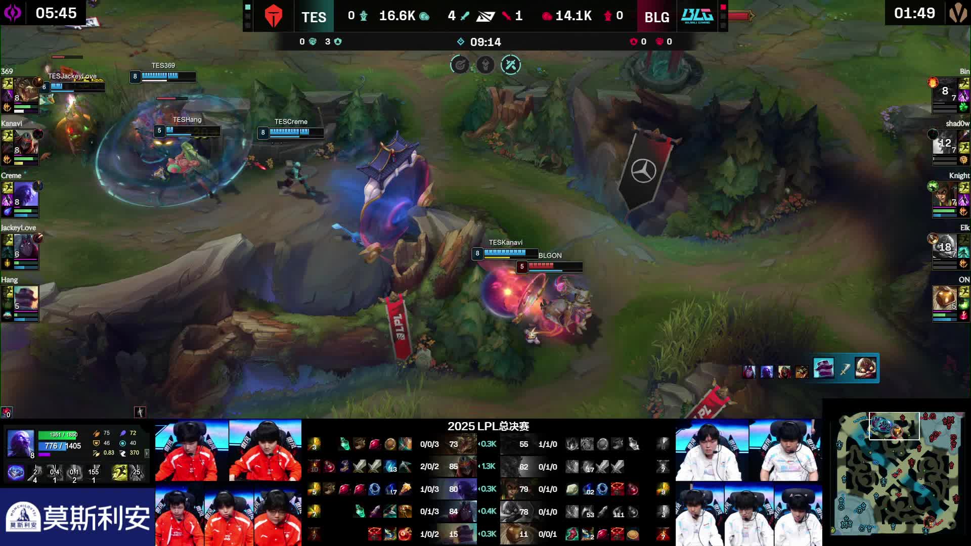 Hang布隆神盾，TES打出0换3，Knight传送上路一塔白给