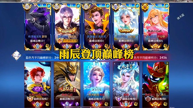 雨辰登顶巅峰榜