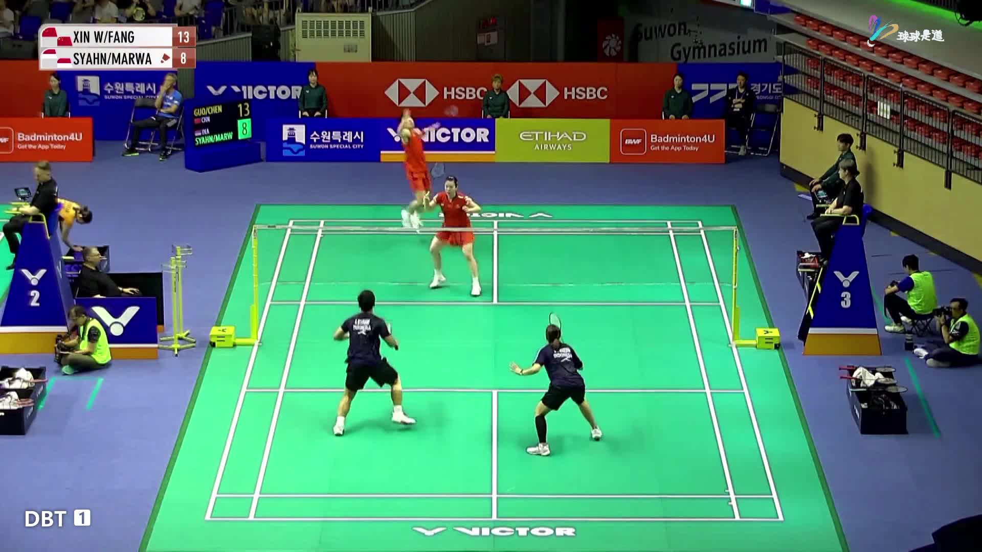 郭新娃/陈芳卉vs西亚纳维/马尔瓦韩国羽毛球公开赛-片段2