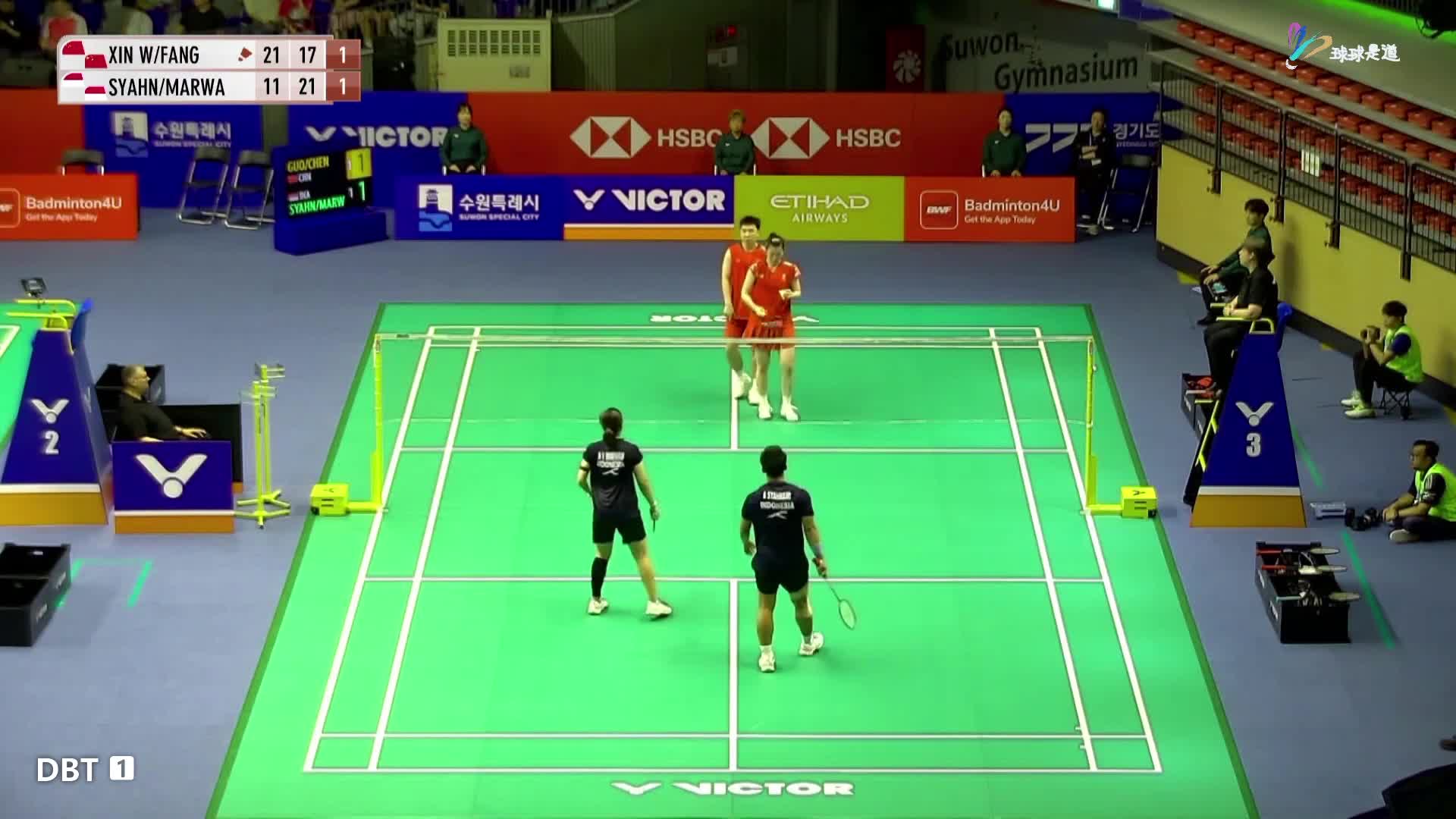 郭新娃/陈芳卉vs西亚纳维/马尔瓦韩国羽毛球公开赛-片段2
