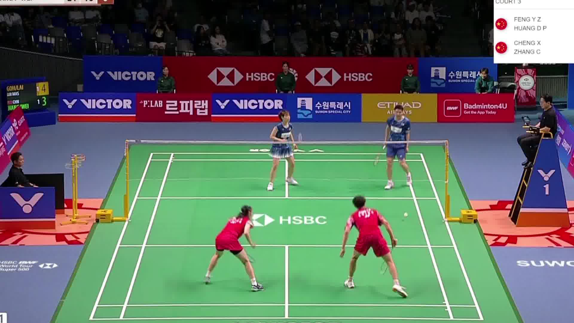 2025韩国羽毛球公开赛，丫邦组合加强了网前和后场，以21-8成功晋级半决赛