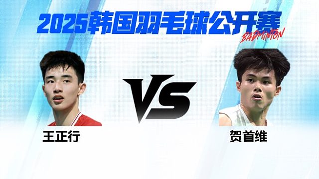 男单 王正行vs贺首维 1/16赛 2025韩国羽毛球公开赛 龙宝解说