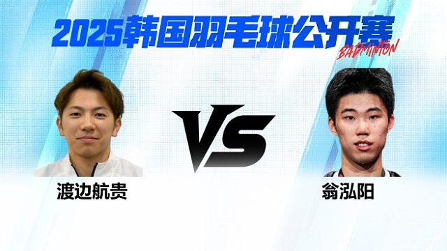 男单 渡边航贵vs翁泓阳 1/8赛 2025韩国羽毛球公开赛 水叔解说