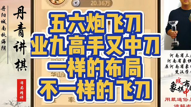 五六炮飞刀业九高手也中刀，一样的布局，不一样的飞刀！如何快速提升象棋水平系统学棋？如何学习象棋布局、