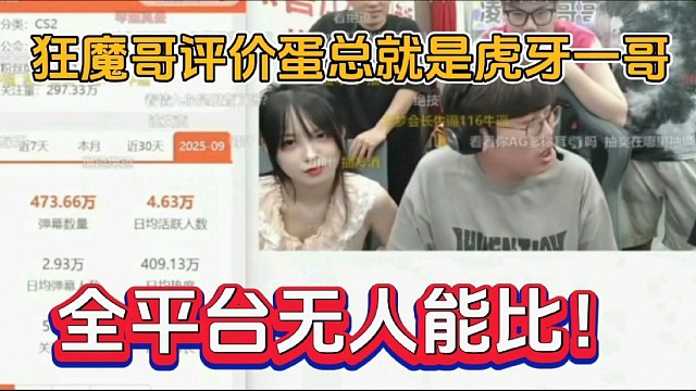 狂魔哥评价蛋总就是虎牙一哥，全平台无人能比！