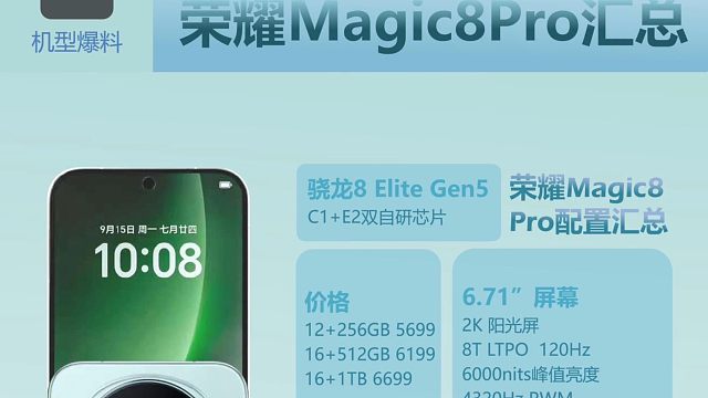 荣耀Magic8 Pro新品提前曝光，配置曝光汇总，看完你心动了吗？