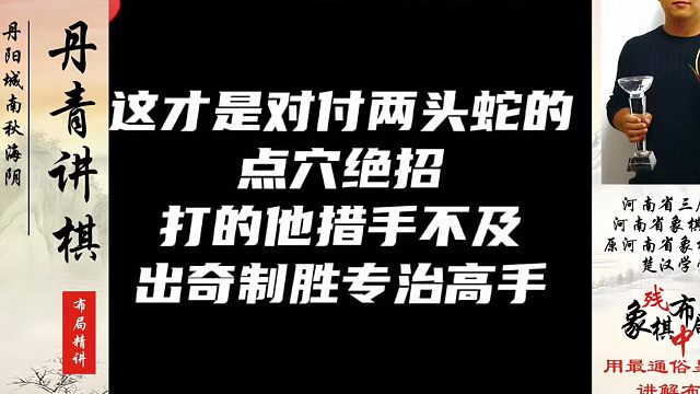 这才是对付两头蛇的点穴绝招，打的对手措手不及，出奇制胜专治高手！如何快速提升象棋水平系统学棋？真心教