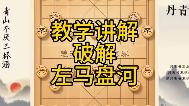 河南省冠军黄丹青讲棋，象棋怎么学，象棋教学，教学讲解破解左马盘河，系统学习象棋
