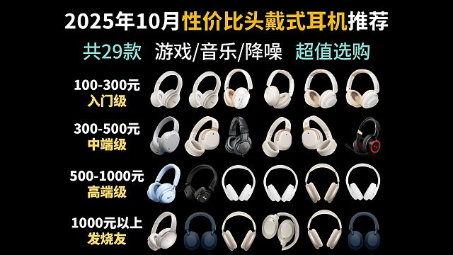 【双十一预热】2025年10月份的头戴式游戏耳机/音乐耳机/降噪耳机推荐 99-4000元全价位：漫