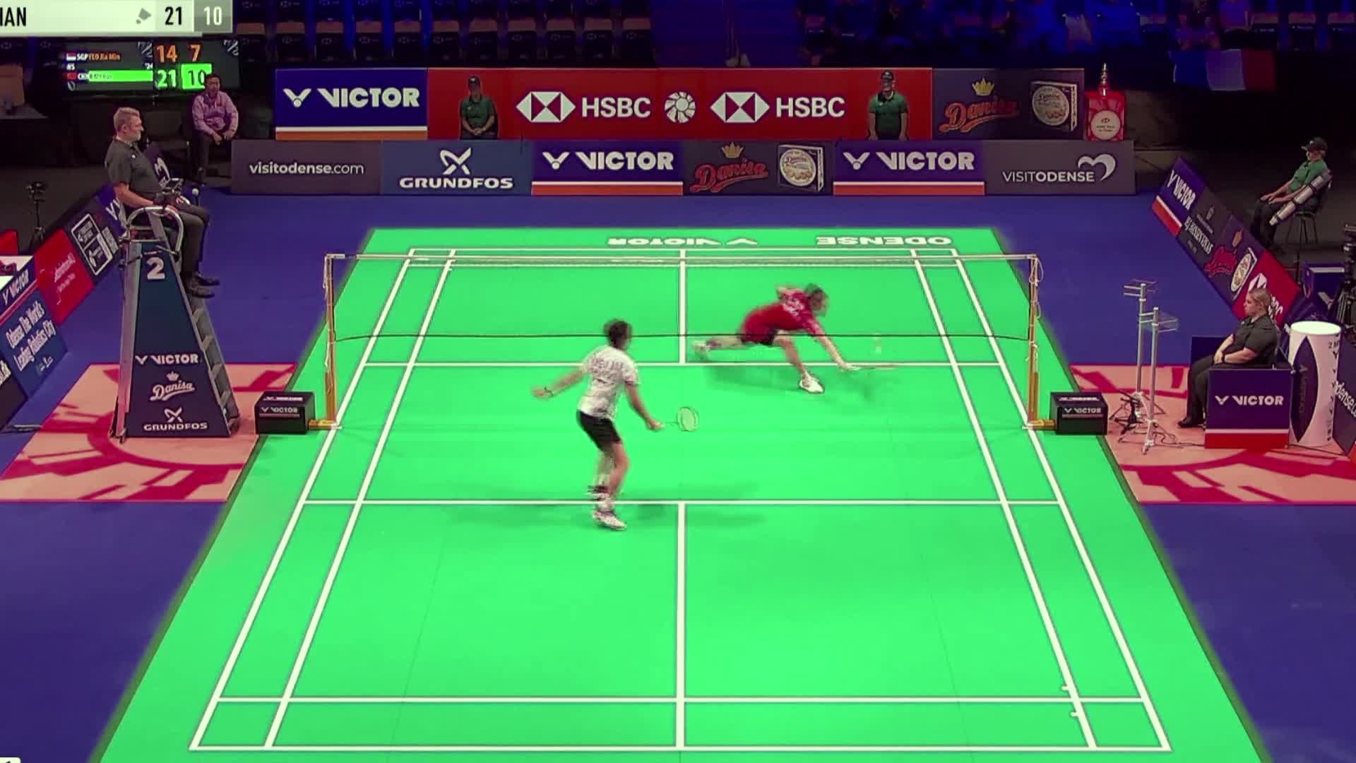 韩悦在次局的进攻火力全开，劈杀和突击直线运用灵活，连得8分，锁定胜局