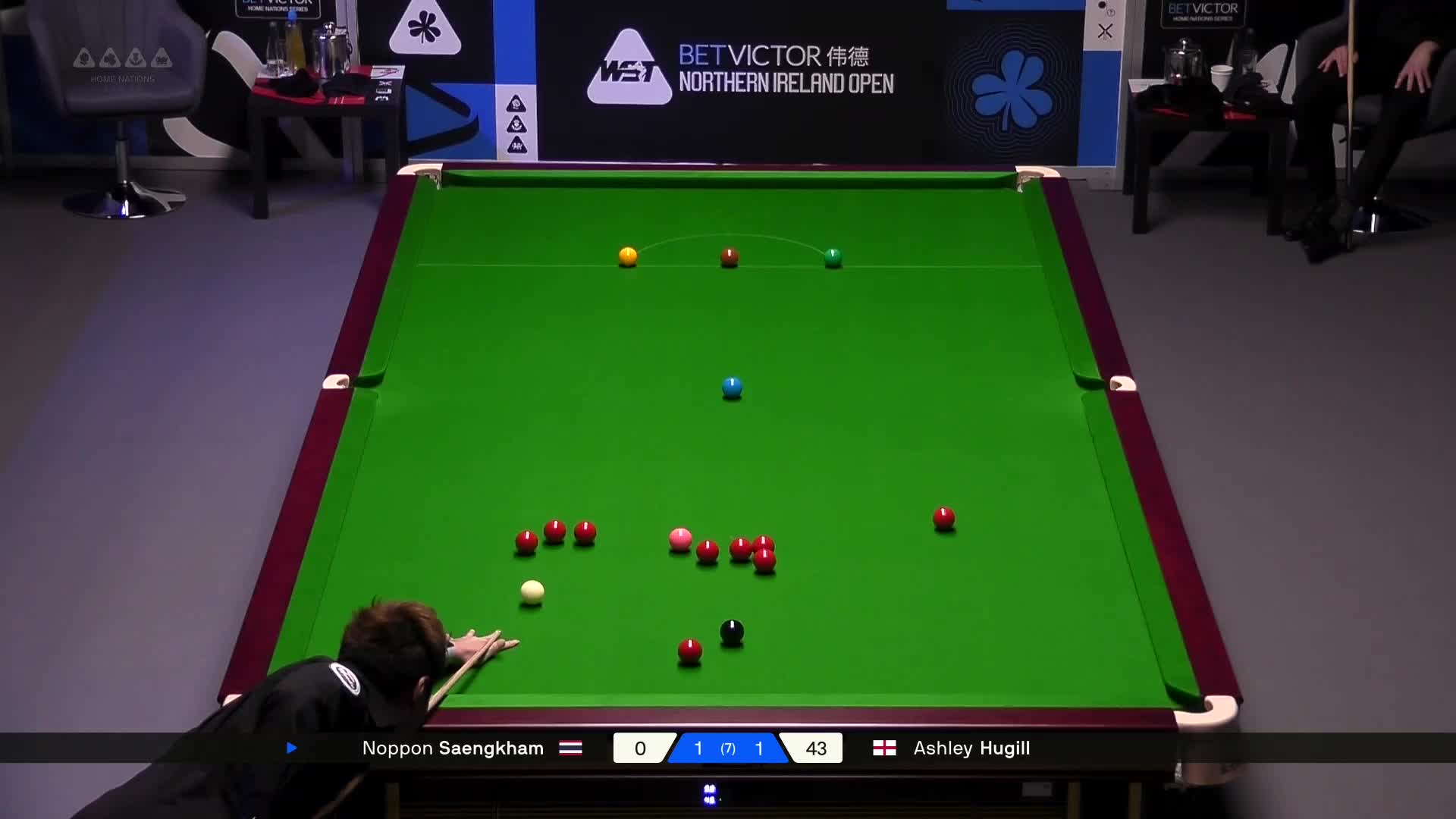 诺鹏·桑坎姆 VS 阿什利·赫吉尔  2025斯诺克北爱尔兰公开赛  清流