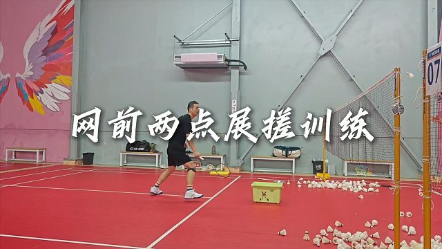 【中羽二级半真实训练日常】羽毛球网前两点连贯展搓训练