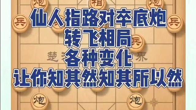 仙人指路对卒底炮转飞相局，各种布局变化，让你知其然知其所以然！如何快速提升象棋水平系统学棋？真心教棋