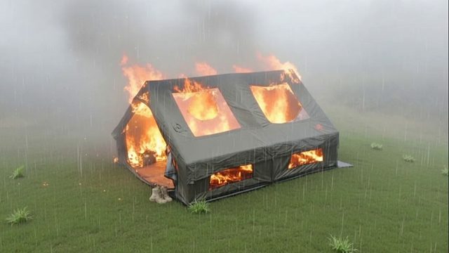 好好的一次露营，没想遇上狂风暴雨，导致帐篷都给烧了