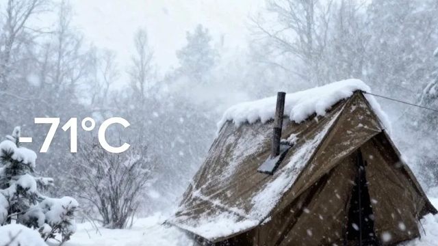 天寒地冻，小伙独自一人荒野艰难生存
