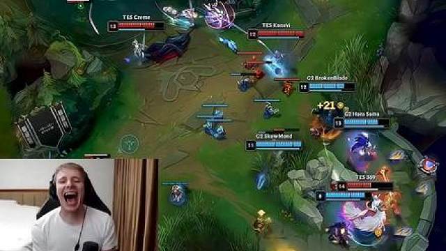 TES晋级四强，G2被死去的记忆疯狂攻击！ 原来剑魔只需要放技能，G2就会自动拿天灵盖去顶啊