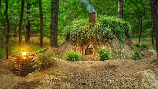 当别人还在苦苦求生时,男子已经在野外建造适合永久居住的庇护所
