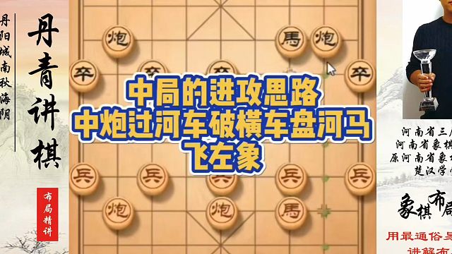 中局的进攻思路，中炮过河车破横车盘河马飞边象！如何快速提升象棋水平系统学棋？如何学习象棋布局、中局、