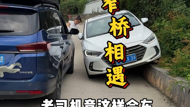 乡村窄桥遇女司机，这技术没五年练不出来，老司机竟这样会车！