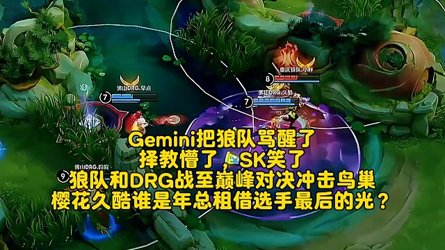 Gemini把狼队骂醒了，择教懵了，SK笑了！狼队3-3DRG战至巅峰对决冲击鸟巢：樱花久酷谁是年总
