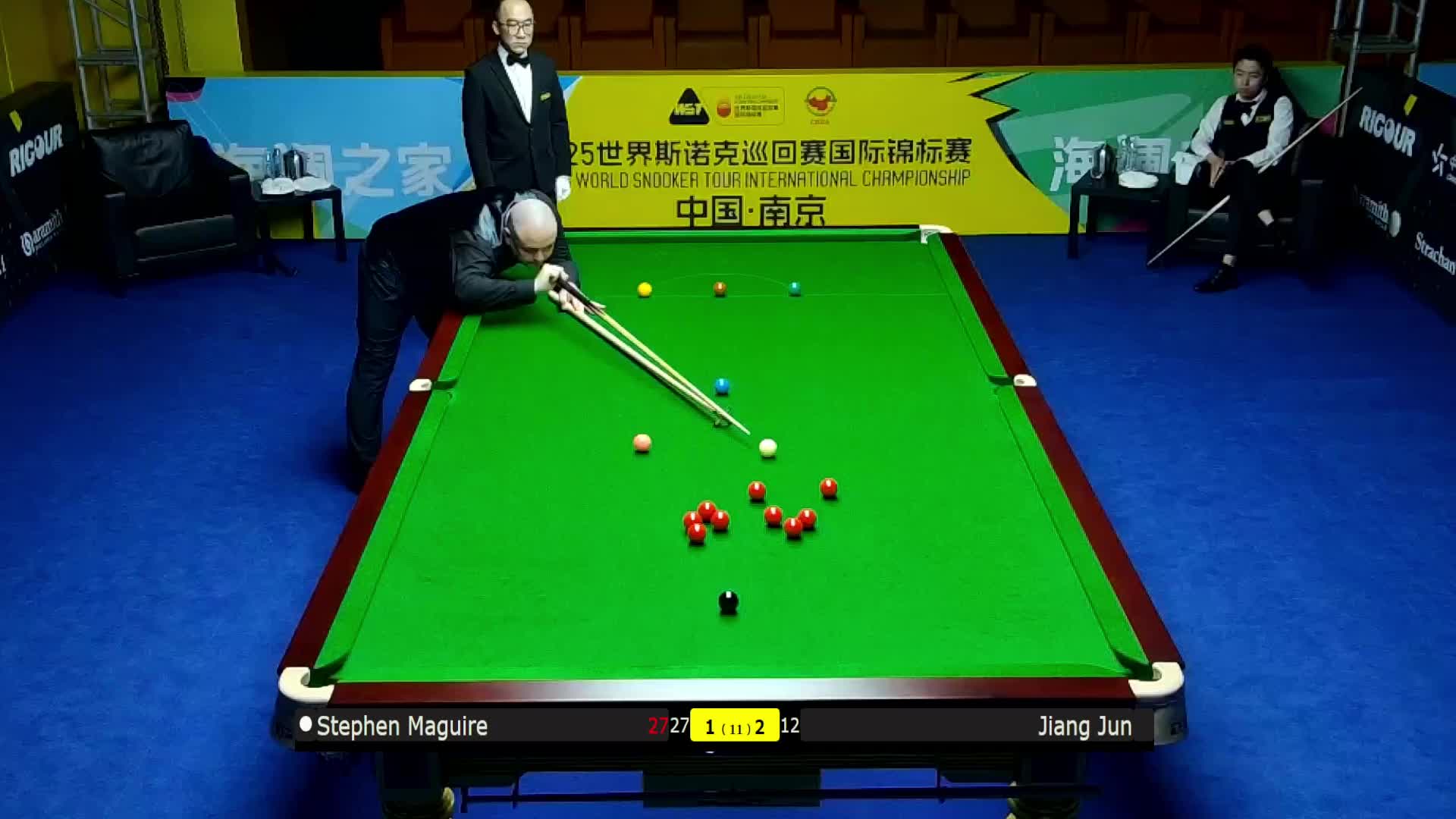 江俊 VS 斯蒂芬·马奎尔  2025斯诺克国际锦标赛  第四局