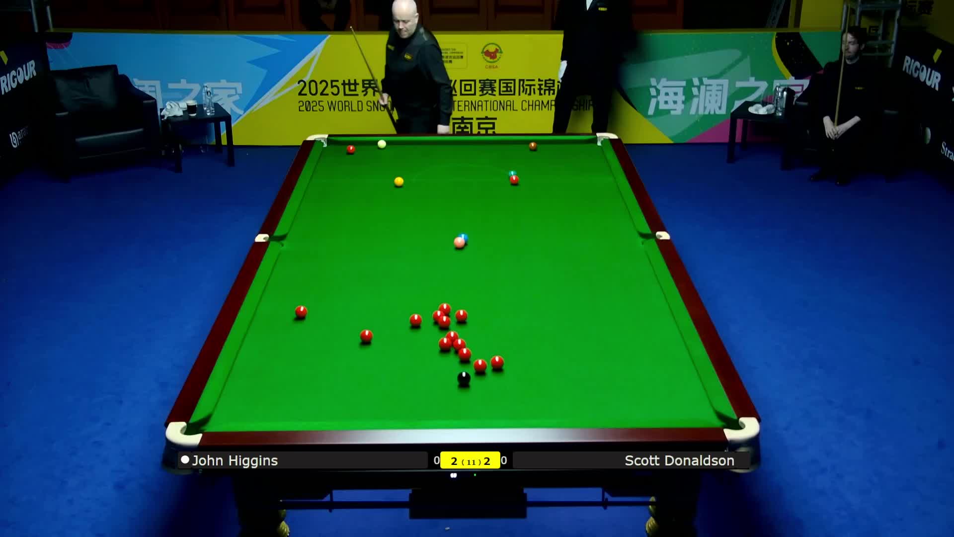 斯科特·唐纳森 VS 约翰·希金斯  2025斯诺克国际锦标赛  第五局