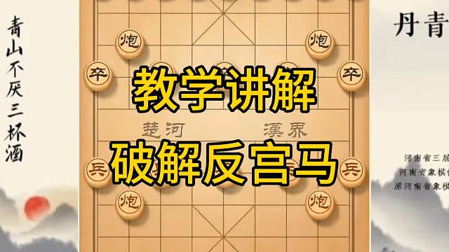 河南省冠军黄丹青讲棋，象棋怎么学，象棋教学，教学讲解破解反宫马，系统学习象棋