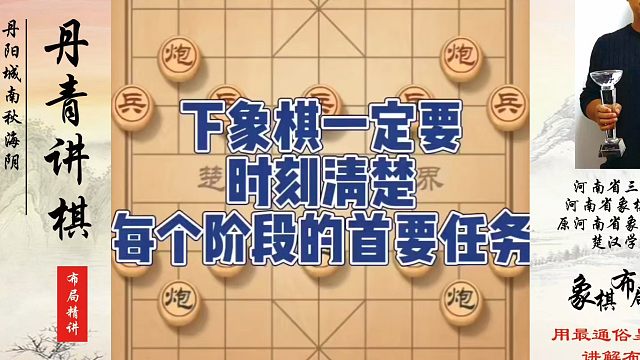 下象棋一定要时刻清楚每个阶段的首要任务！如何快速提升象棋水平系统学棋？如何学习象棋布局、中局、残局？