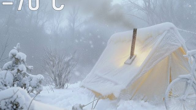 天寒地冻，小伙独自一人荒野露营