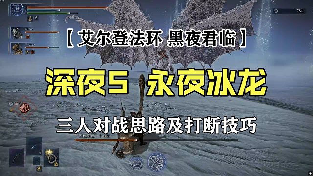 【艾尔登法环：黑夜君临】深夜5永夜冰龙三人对战思路及打断冰风暴和飞天技巧（铁之眼视角）