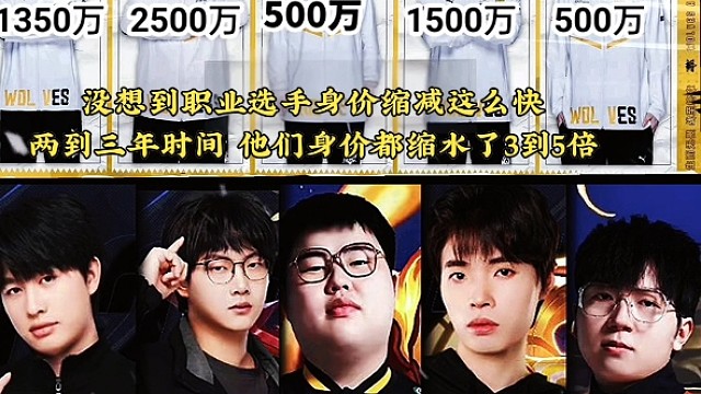 没想到职业选手身价缩减这么快，两三年时缩减3到五倍