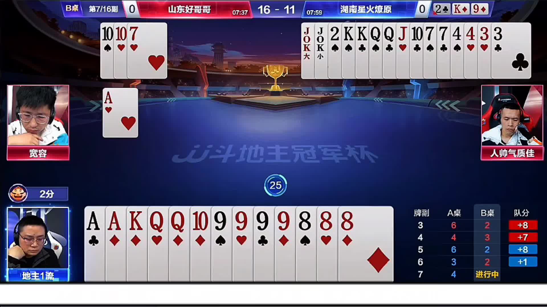 农民人帅残局连续两手强忍让牌迫使地主一流空卖炸弹农民最终赢得两炸