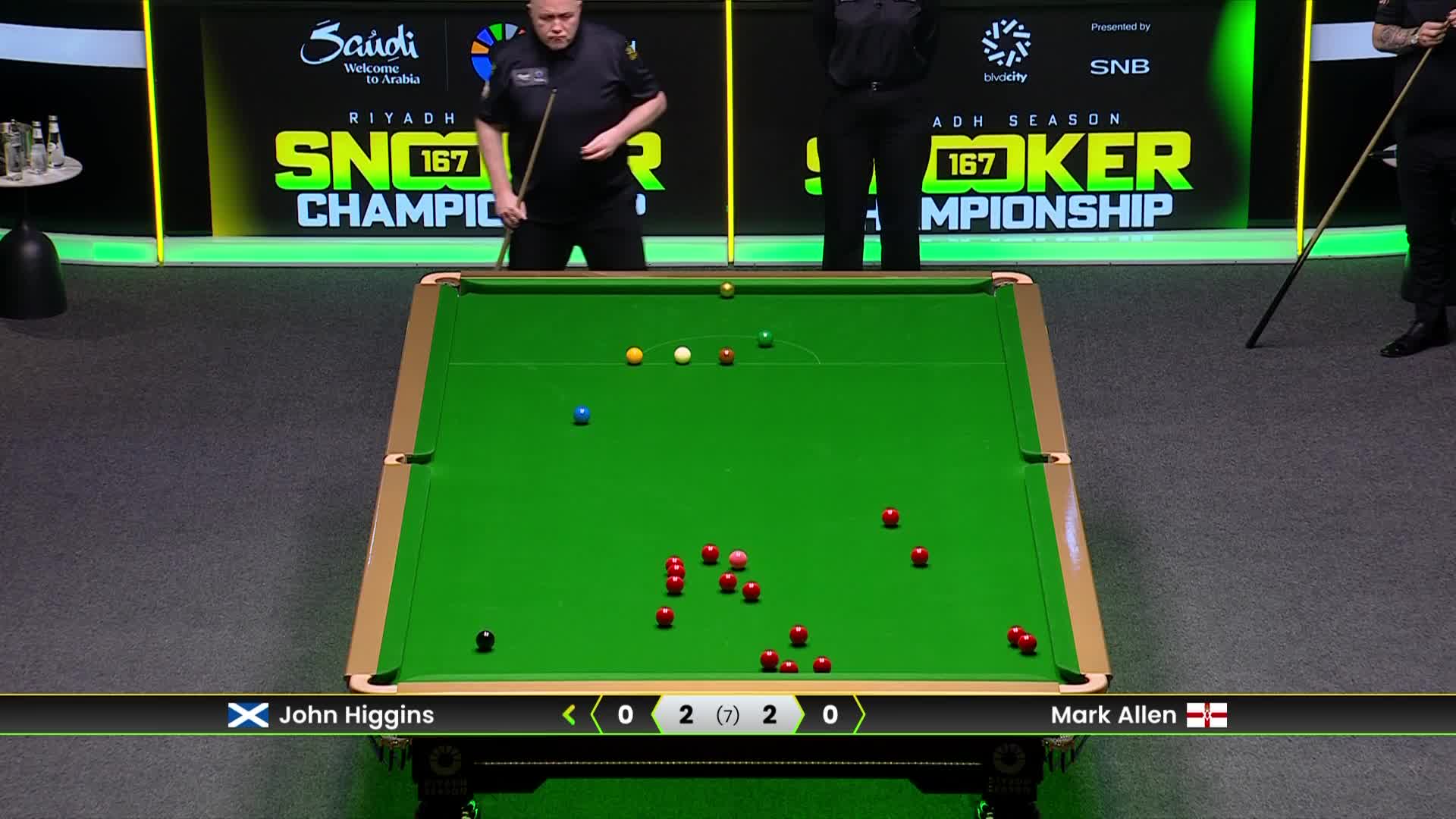 马克·艾伦VS约翰·希金斯 2025斯诺克利雅得锦标赛 第五局