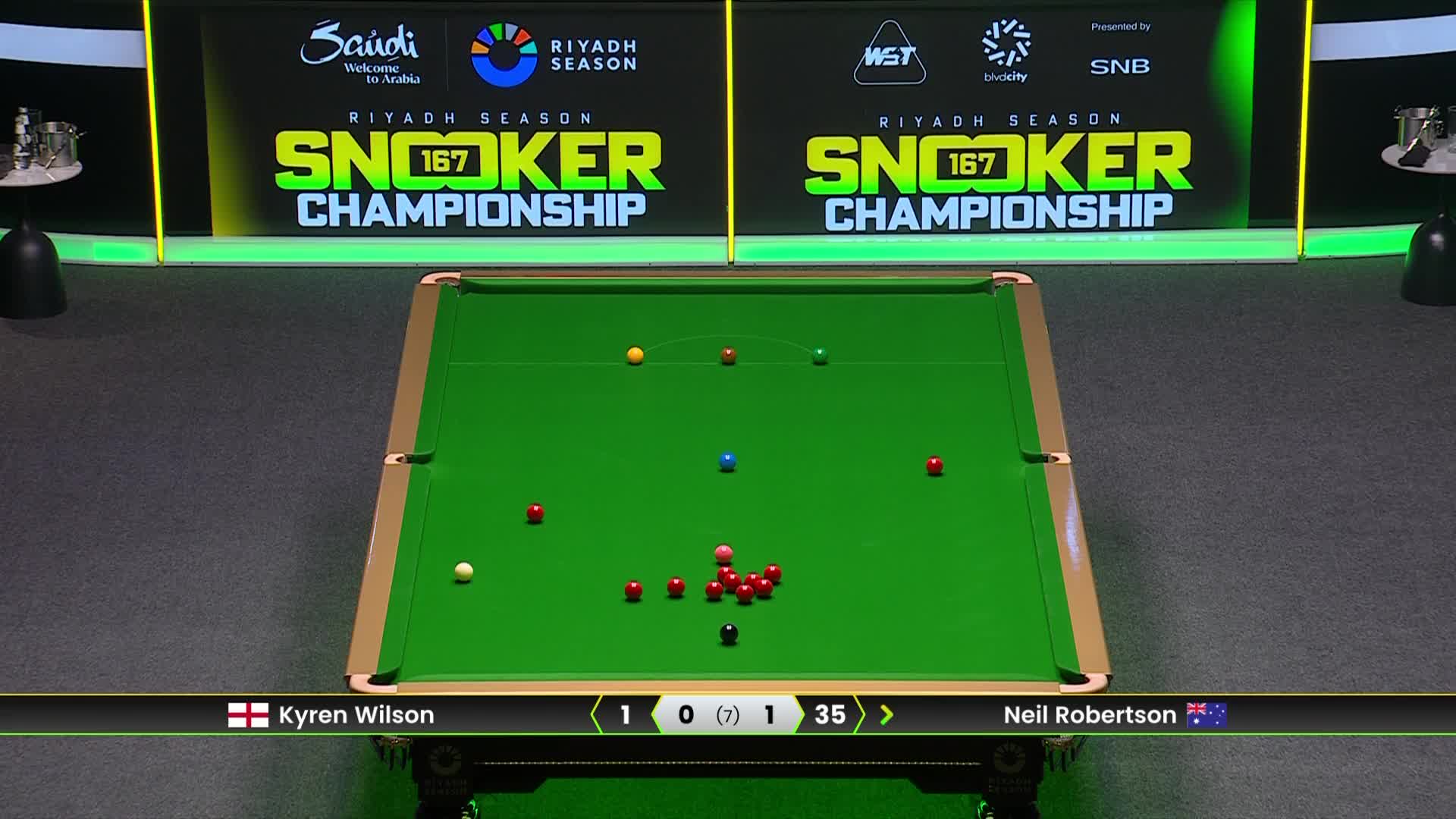 凯伦·威尔逊VS尼尔·罗伯逊 2025斯诺克利雅得锦标赛 第二局