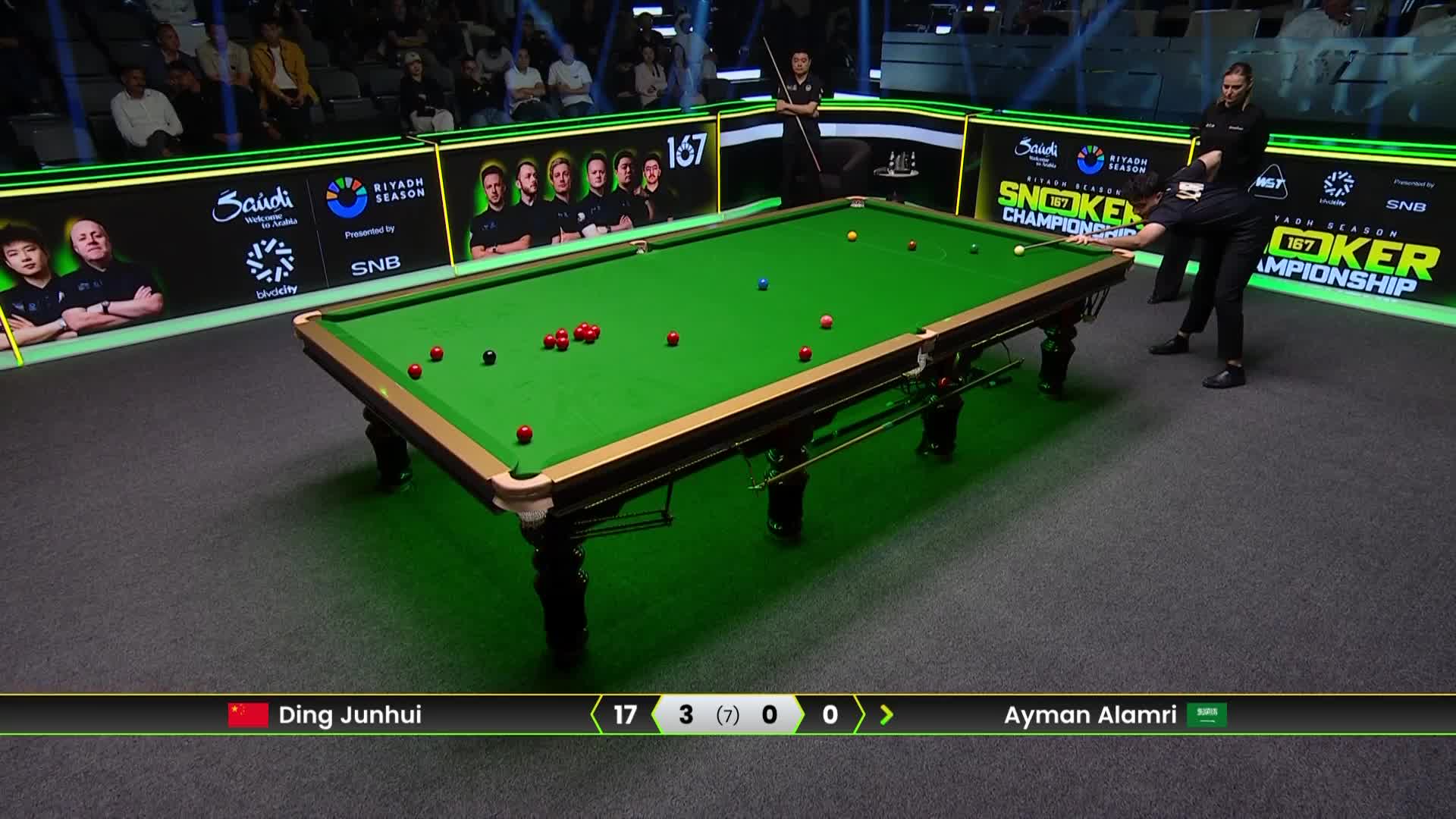 丁俊晖VS艾曼·阿拉姆里 2025斯诺克利雅得锦标赛 第四局